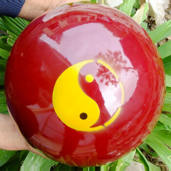 球 太极用品球 健身球 练功球 原色太极球 球架 红色阴阳鱼35-40斤