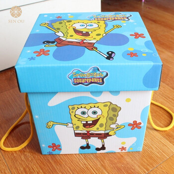 新品特产礼品盒纸盒水果包装盒正方形收纳储物盒 海绵宝宝 21*21*21.