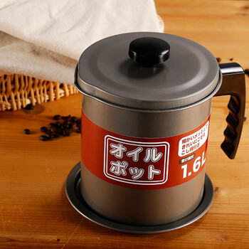 尚居美家大油壶烹饪用具煎炸过滤防漏厨房储物置物架工具油壶 褐色 1600ml