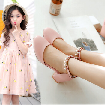 夏季新款儿童高跟鞋中大童学生10-12-15岁公主鞋 蓝色 37码 脚长23