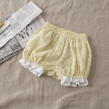 宝宝短裤 夏女宝宝外穿女1-6岁夏季夏大pp婴儿屁屁灯笼面包裤 黄色