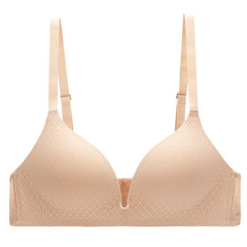 透气一片式内衣上托聚拢无钢圈胸罩小胸少女两排扣小杯文胸 肤色 80b