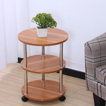 小茶几迷你简约创意圆形木质茶几小户型边几角几沙发边几移动带轮