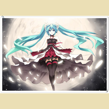 初音未来海报 大尺寸 卡通动漫装饰画 宿舍墙贴挂画贴纸壁纸自粘 黑色