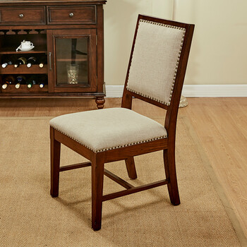 自然色/浅蓝色红橡木椅子带铆钉hh款式红光美家 浅灰色布餐椅2把起拍