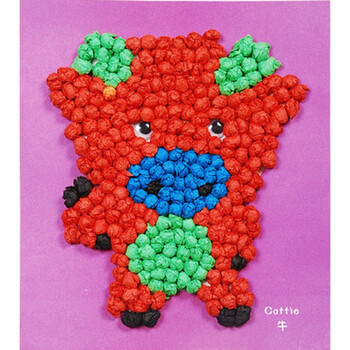 生肖揉纸贴粘贴画手工制作diy搓纸画材料包儿童玩具子活动sn3766 牛