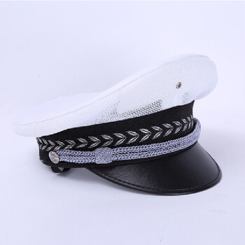 保安工作帽子男士酒店物业执勤安保门卫大盖帽布帽白色网眼款56cm