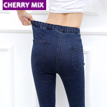 cherrymix秋冬弹力显瘦牛仔裤女士加绒牛仔裤冬长裤女裤子春装潮601 黑色加绒 28码