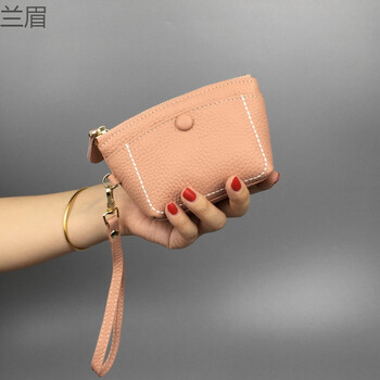 零钱包女手拿短款硬币拉链简约多功能韩版新款可爱手提小钱包 粉红色