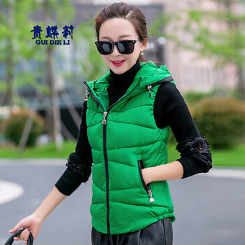 贵蝶莉（GUIDIELI)2015冬季新款棉服时尚修身羽绒服短款马夹马甲棉衣 黑色 XXL
