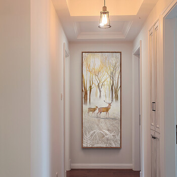 北欧玄关装饰画麋鹿现代简约沙发背景墙壁画客厅过道走廊墙上挂画 fx