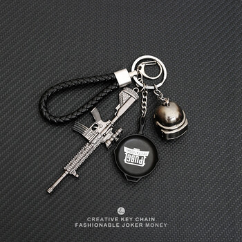 吃鸡周边钥匙扣三头平底锅汽车男98k三包绝地求生钥匙链挂件 m416/3