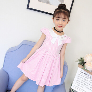 lolado童装2018夏季新款儿童淑女裙女孩子韩版条纹连衣裙7-9十岁女童