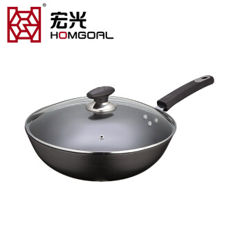 
                                        宏光HOMGOAL真不锈铸铁炒锅传统生铁锅无涂层物理不粘锅电磁炉通用32CM                