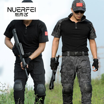 特警服装全套夏季迷彩服套装男蟒纹短袖军迷蛙服cs作训服户外训练服