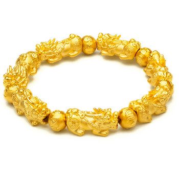 子非鱼3d硬金貔貅手链黄金男女士款999足金转运珠招财皮丘手串情侣