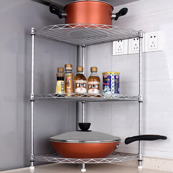 厨房三角形置物转角多层放锅架子收纳架落地三脚架菜架转角置物架