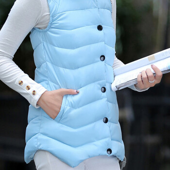 衣韵意 大码女装2016秋冬新款加厚连帽棉服马夹棉衣马甲女韩版马夹外套15805 天蓝色 3XL