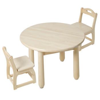 实木桌椅套装宝宝学习写字桌游戏手工玩具小圆桌子幼儿园 圆桌 2弯角