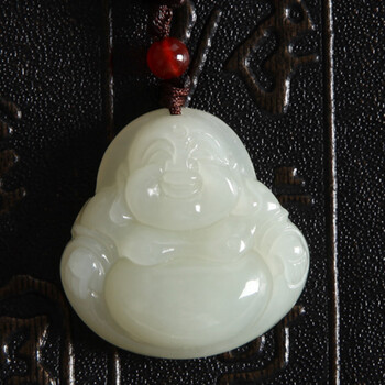 何石璧 dz150975 和田玉青白玉大肚佛吊坠