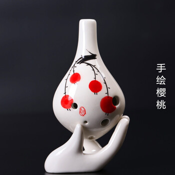 【精品】手工新品手绘陶笛6孔中音c调ac初学 教学演奏级6六孔陶笛品质