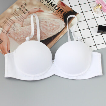 半罩杯聚拢文胸性感少女小胸a杯1/2平胸加厚无痕白色内衣胸罩学生