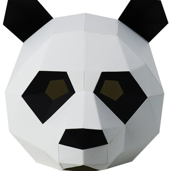 熊猫头套创意熊猫头套动物纸模diy材料派对化妆舞会面具儿童表抖音