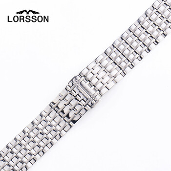 罗臣LORSSON腕表原装表带钢带蝴蝶扣 适用罗臣男士机械表（匠心系列和飞行员系列部分款不适用） 本色钢带