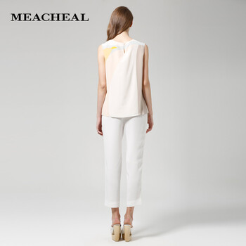 
                                        Meacheal米茜尔 同步夏2014新款女装 简约休闲裤显瘦铅笔裤 白色 L                
