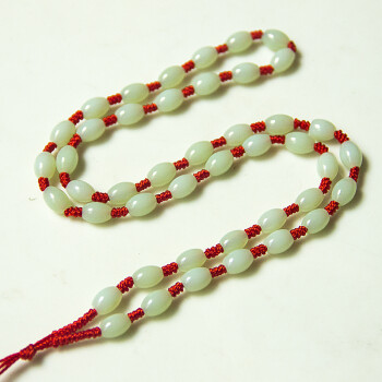 翡翠吊坠 项链绳 玉佩挂件绳子手工编织挂绳男女款红绳 浅绿米珠红线