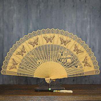礼品扇手工扇檀香扇檀木扇折扇苏州古风镂空中式木质女士 虎丘
