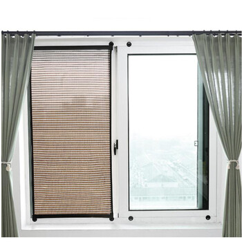 防晒遮光窗帘卧室窗户遮阳帘卷帘 棕色