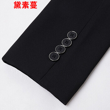 黛素蔓2015秋冬职业装女装套装 时尚OL修身西服正装套裤工作服 黑色上衣+黑裤 XXXL