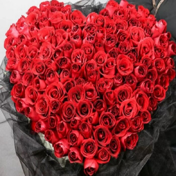 同城速递 七夕情人节爱意表达99枝玫瑰系列 99枝心形红玫瑰花束