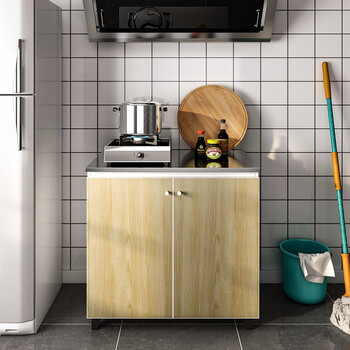 小橱柜简易橱柜多功能经济型不锈钢厨房灶台现代简约简易灶台 (总长80