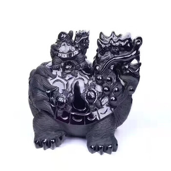 黑曜石九头龟摆件龙龟家居办公商铺送礼水晶风水摆件