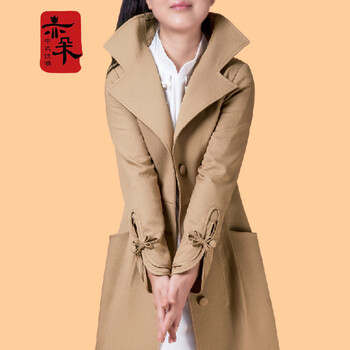 
                                        亦朵2018风衣女中长款秋秋新款修身薄款外套气质女装 卡其色 L                