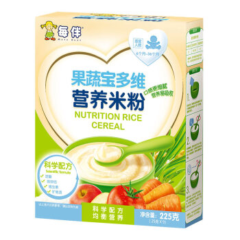 每伴米粉婴幼儿营养辅食果蔬宝多维米糊(6-36个月宝宝适用）225g/盒