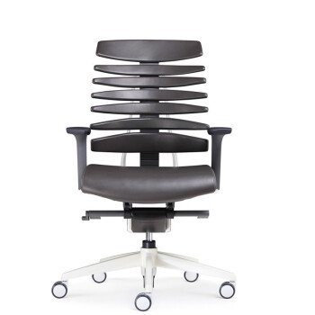 搜椅子（So Chair）真皮老板椅办公椅可躺转椅家用电脑椅牛皮大班椅总裁椅RBT办公椅 黑灰色真皮无头枕瓷白脚架