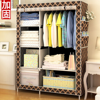 晓梦雅 简易组装加厚无纺布衣柜组合衣服收纳柜加固钢架储物布艺衣橱