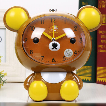 可爱卡通轻松熊闹钟 儿童卧室静音台钟 8817棕色