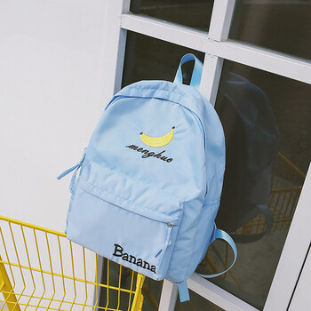 拉面丸子书包双肩包女高中学生校园超火简约旅行书包女 蓝色
