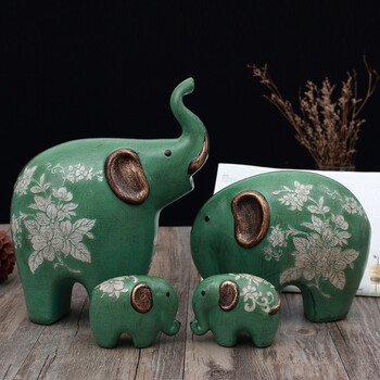美式大象摆件北欧创意陶瓷小象装饰品电视柜客厅招财风水软装礼品