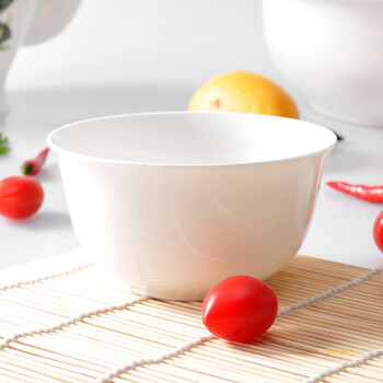 白碗 白瓷碗白骨瓷碗汤碗饭碗装4.5寸金钟碗饭碗甜品碗 金钟碗【4.