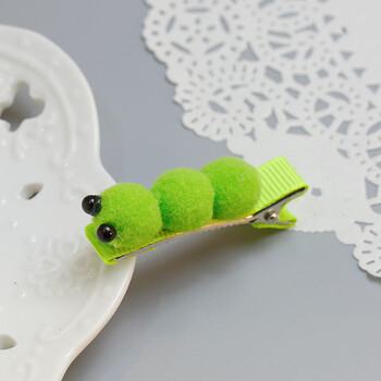 宝宝发夹皇冠毛毛虫发夹蝴蝶结女儿童少发量发卡头饰品 绿色毛毛虫