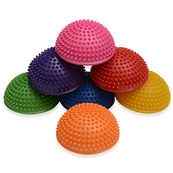 幼儿园儿童器材平衡玩具半圆气垫榴莲球过河石 软刺黄色加打气筒