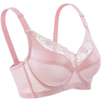 大码无海文绵胸胖mm内衣女夏季全罩杯下垂拢薄款性感文胸aaa 紫色 75d