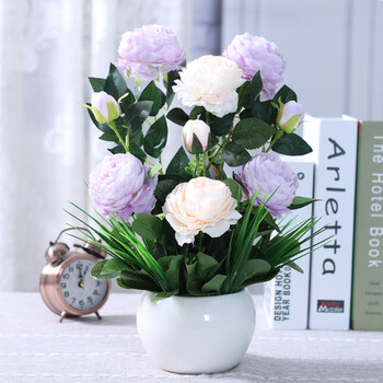 假花毛球仿真花客厅摆设插花花艺假花室内装饰花盆栽摆件餐桌摆件 墨