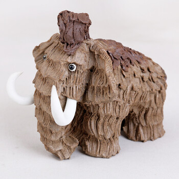 ku-life手工粗陶猛犸象茶宠摆件 可养茶玩小象 萌宠大象雕塑 陶泥茶道