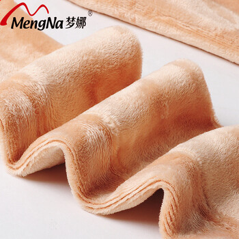 梦娜（mengna)800D双层透肉保暖踩脚九分裤加绒打底裤袜冬女假透肉保暖裤连裙加厚 黑+肤假透肉 1条 均码